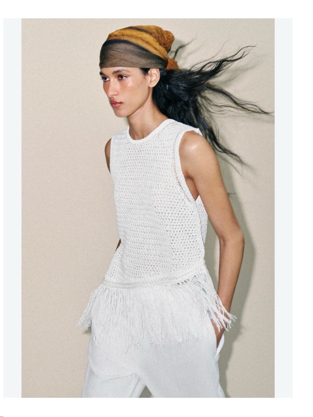 Zara fringed knit top